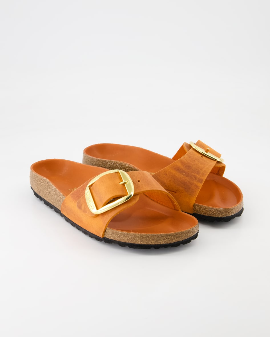 Birkenstock Madrid Big Buckle Oiled Pantoletten in Orange