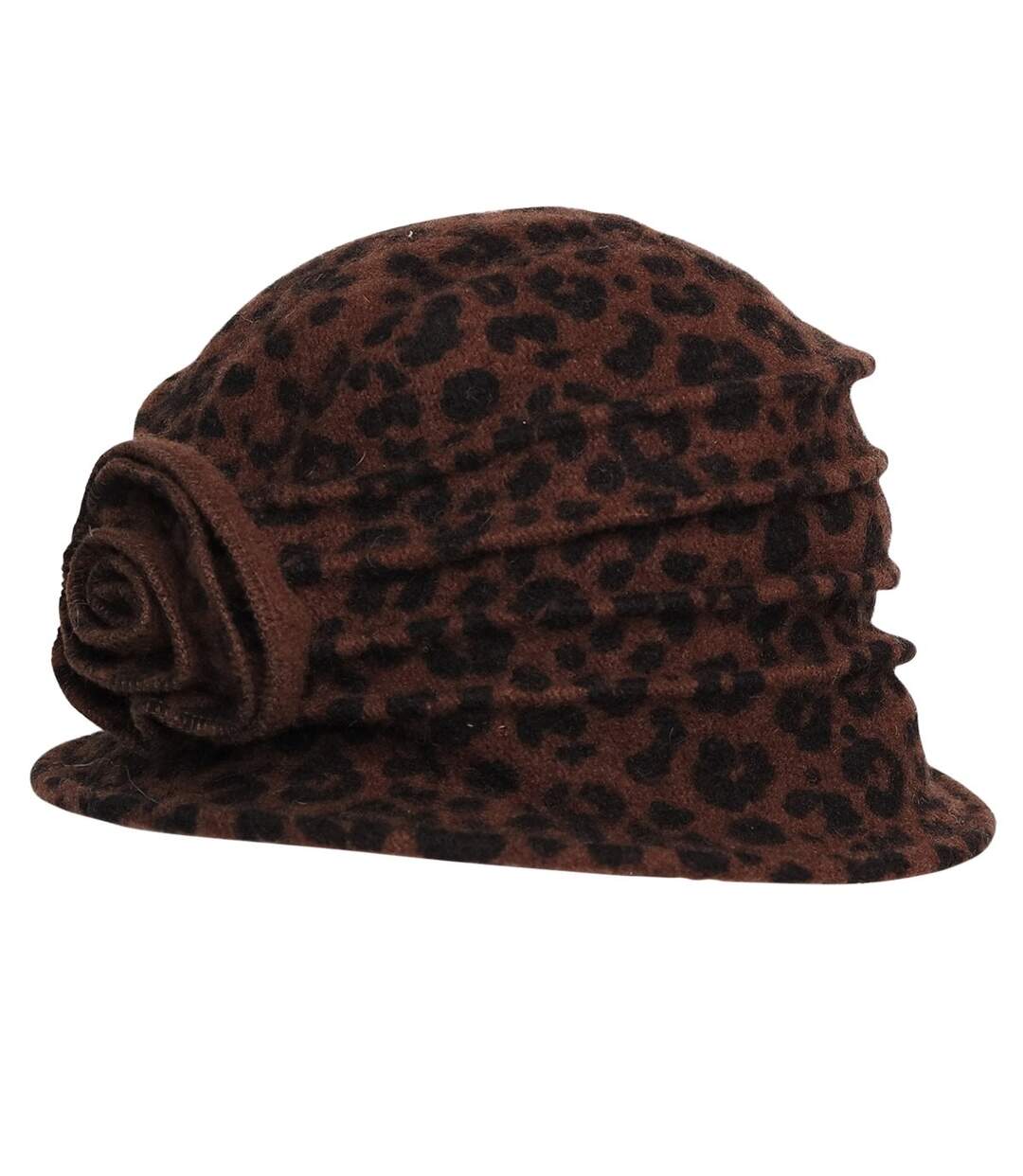 Chapeau cloche en laine Léopard
