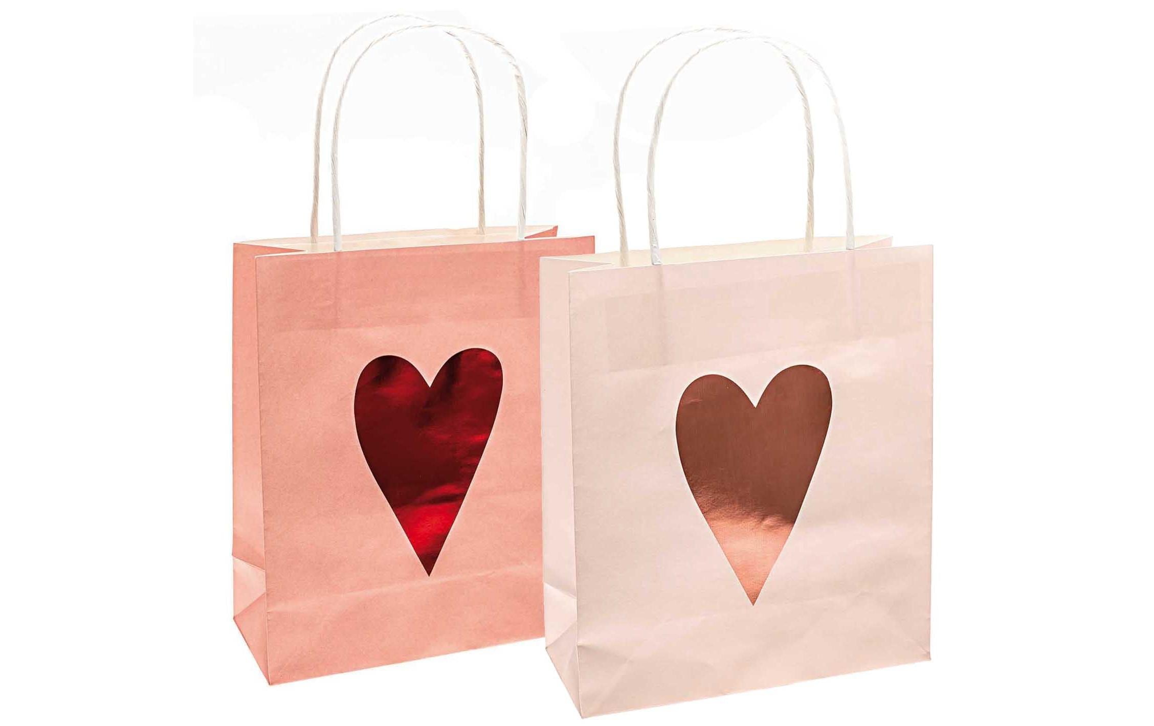 Geschenktasche Herzen 2 Stück, Rosa, 18 x 21 cmEinzigartige Geschenktüten