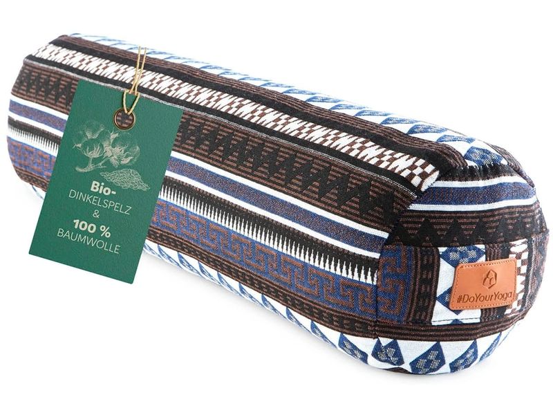 DoYourYoga Yoga-Bolster Tarik, Dinkelspelz, Mehrfarbig/Brau Yogarolle