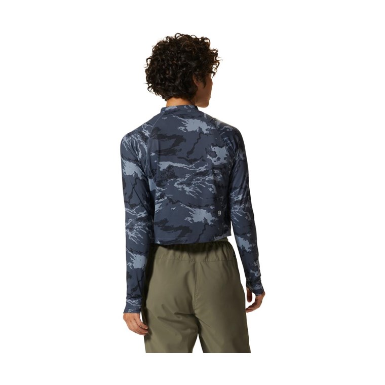 Mountain Hardwear Crater Lake LS Crop Shirt Women Blue Slate Crag