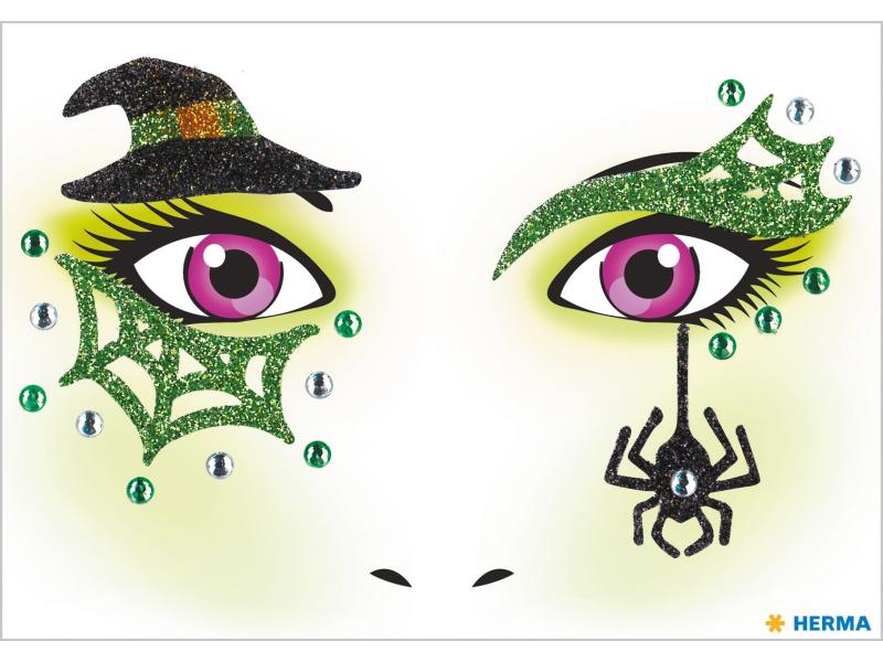 Herma Stickers Tattoos Face Art Hexe, 1 Stück Gesicht Sticker für Halloween