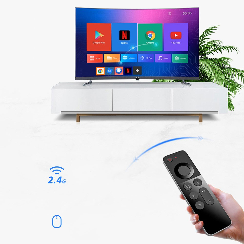 2.4Ghz Air Mouse Fernbedienung mit Keyboard und Sprachsteuerung für PC / Android TV Box / Smart TV / HTPC / Beamer / Mediaplayer - Schwarz / Grau