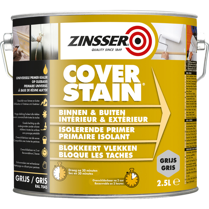 Zinsser Cover stain primer 2.5L licht grijs
