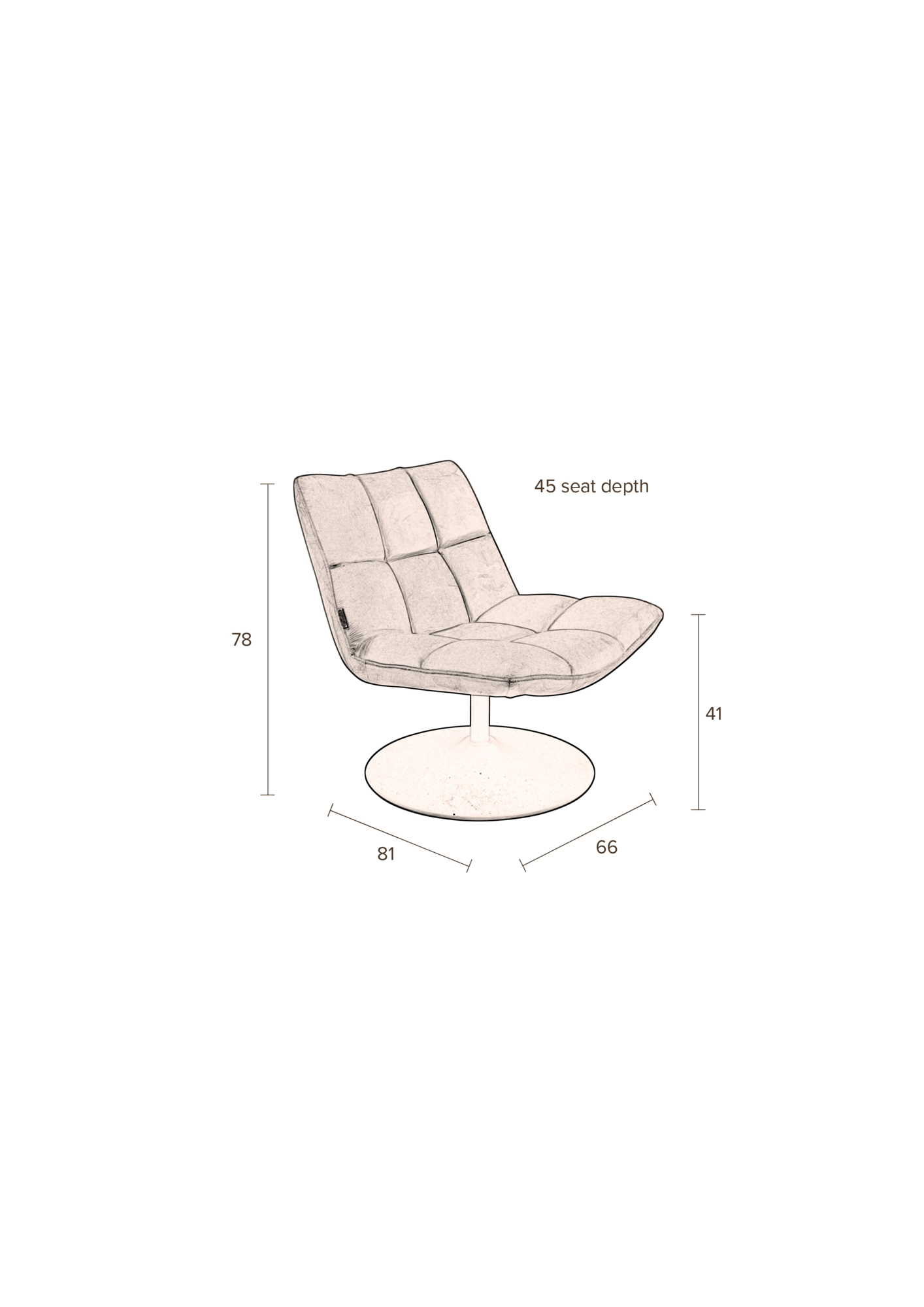 Fauteuil Bar Velvet goud/bruin