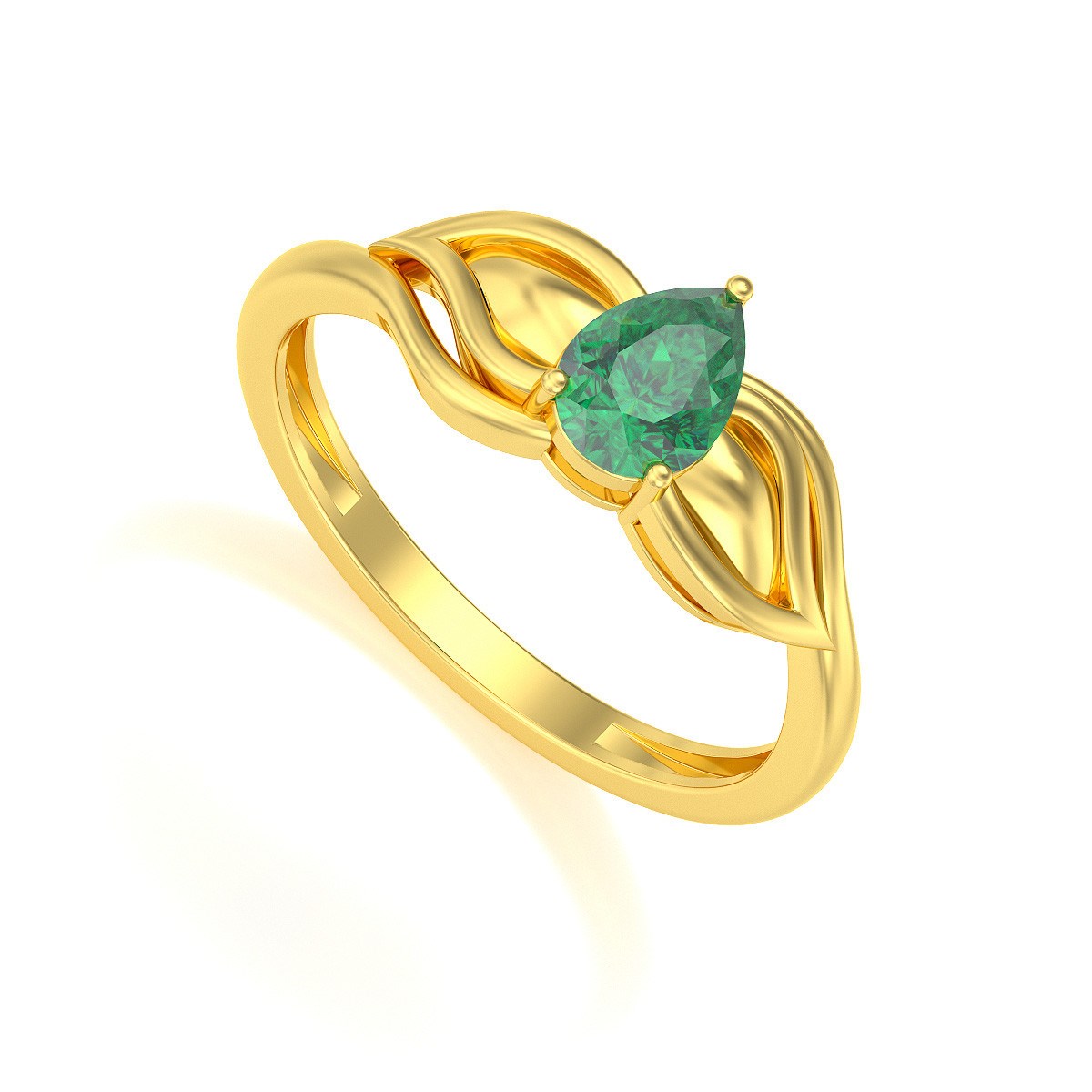 Bague ADEN Solitaire Or 585 Jaune Emeraude 1.92grs
