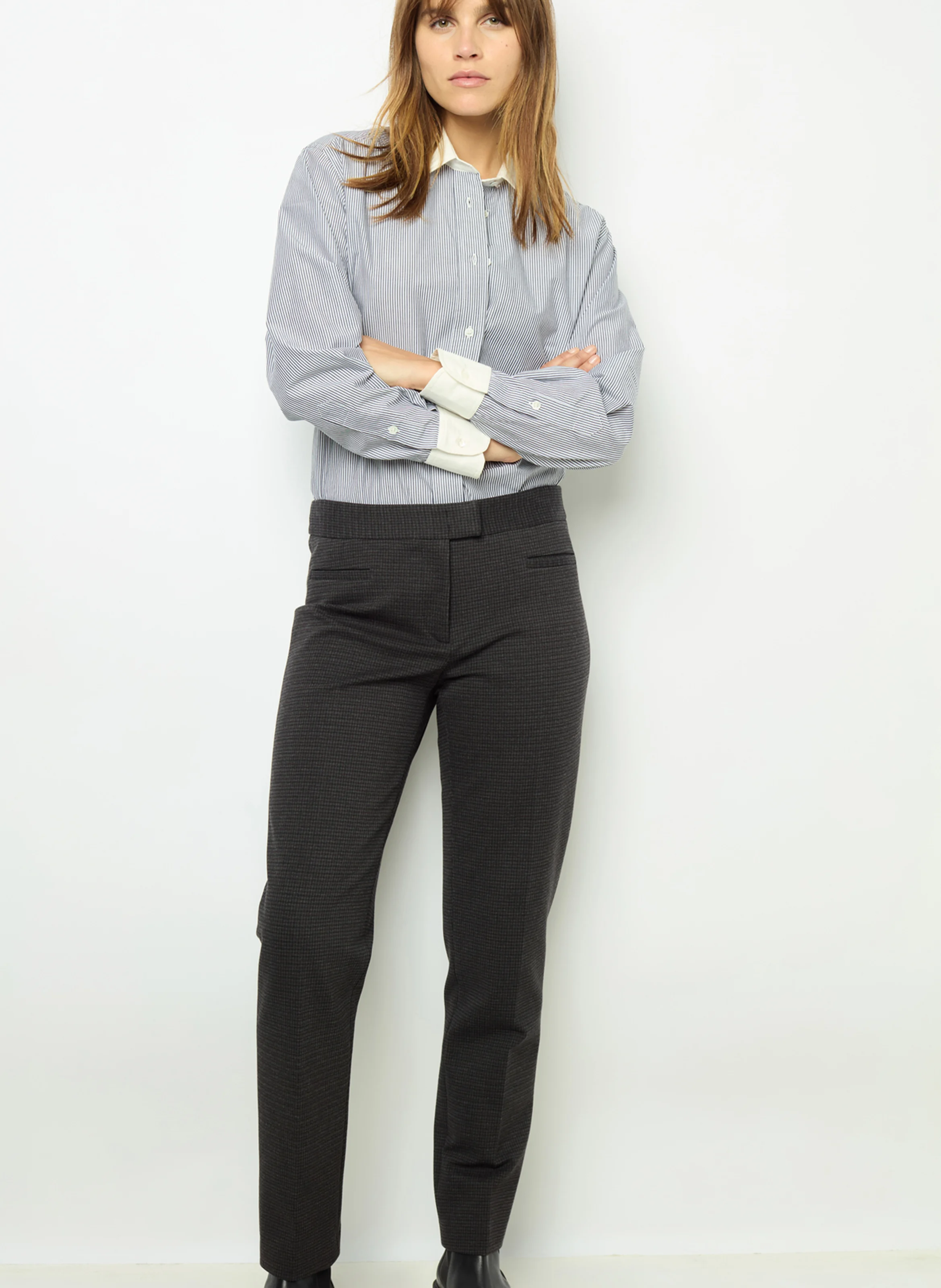 NOLA - Pantalon droit à imprimé| Gris