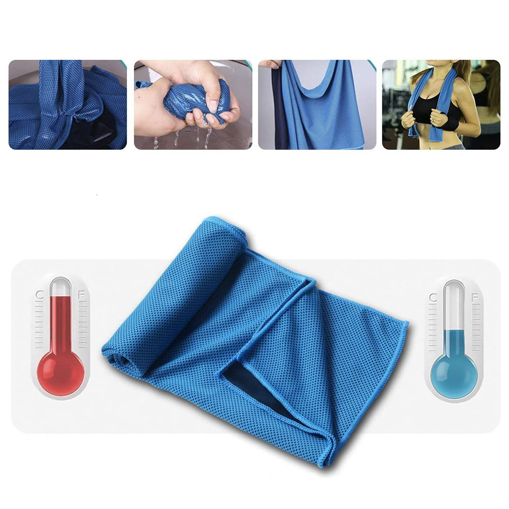 (87x28cm) Kühlendes Sport Handtuch Fitness Kühltuch für Workout / Yoga / Wandern / Reisen - Blau