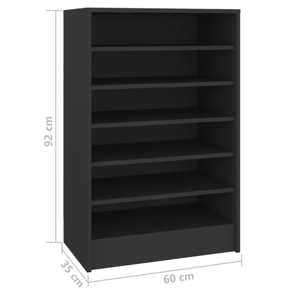 vidaXL - Schoenenkast - Zwart - Bewerkt hout