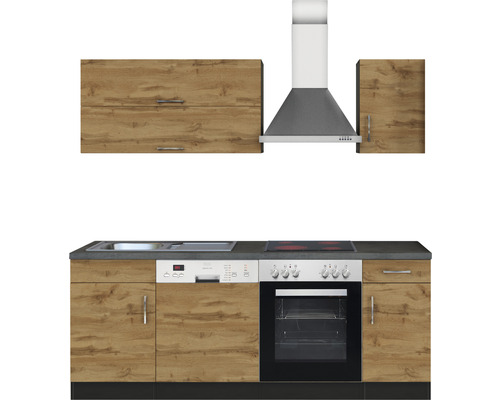 Held Furniture keukenblok met apparatuur Sorrento 210 cm eiken mat gedemonteerd omkeerbaar model 1003.6282