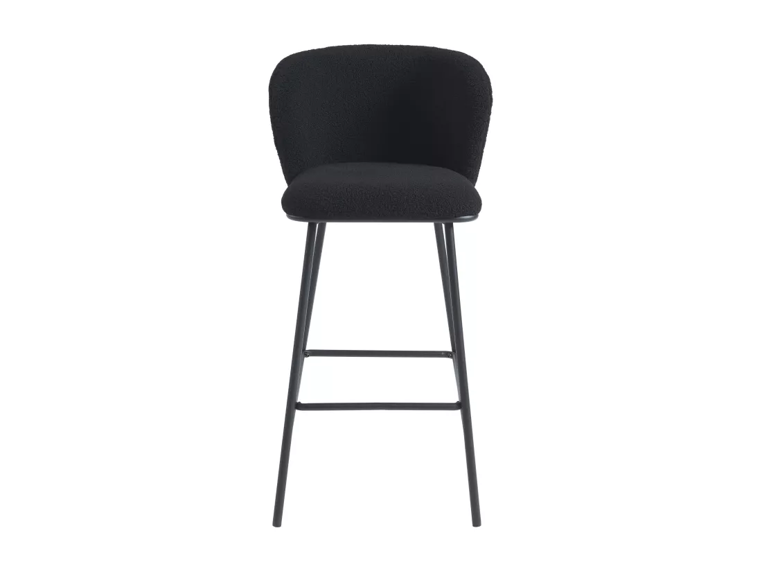 Lot de 2 tabourets de bar en tissu bouclette et métal - Noir - SENORASE