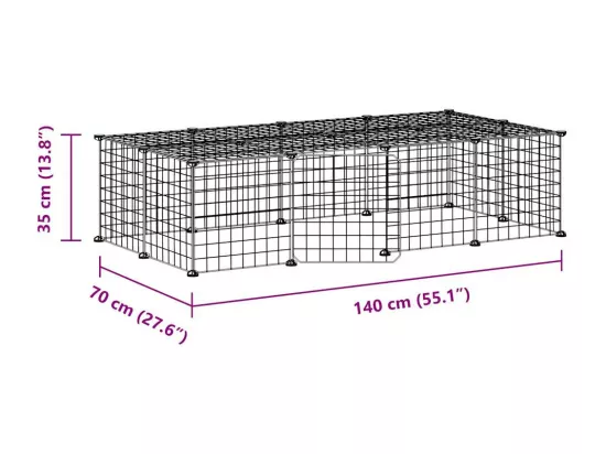 Cage animaux de compagnie à 20 panneaux et porte Noir 35x35 cm