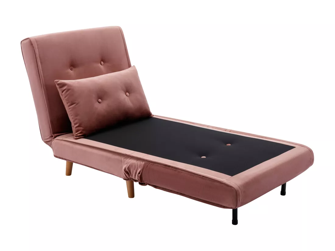 Fauteuil convertible en velours rose poudré URIBIA