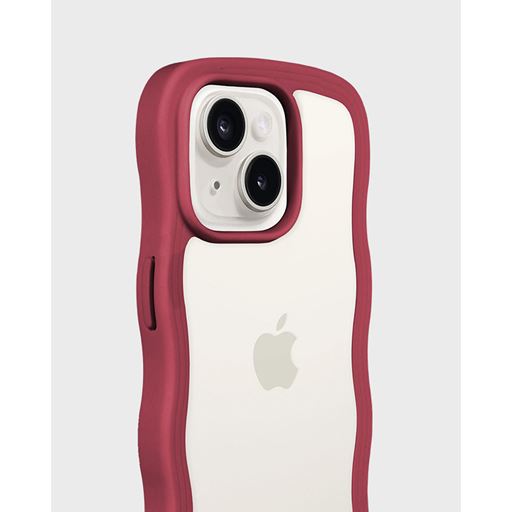 holdit Iphone 15/14/13 Transparent Wavy Cover, Red Velvet/Transparent