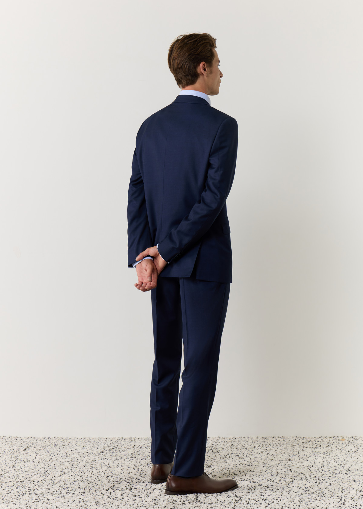 Costume 2 pièces Regular en laine unie bleu indigo