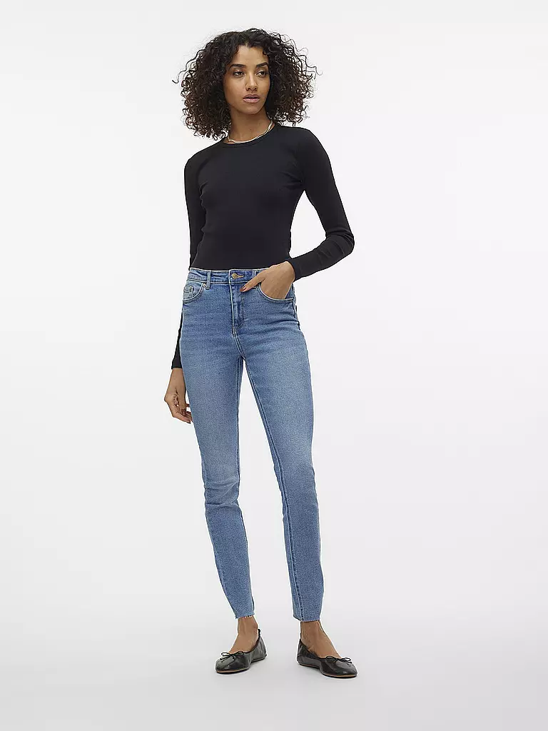VERO MODA Langarmshirt Slim Fit  VMCHLOE schwarz