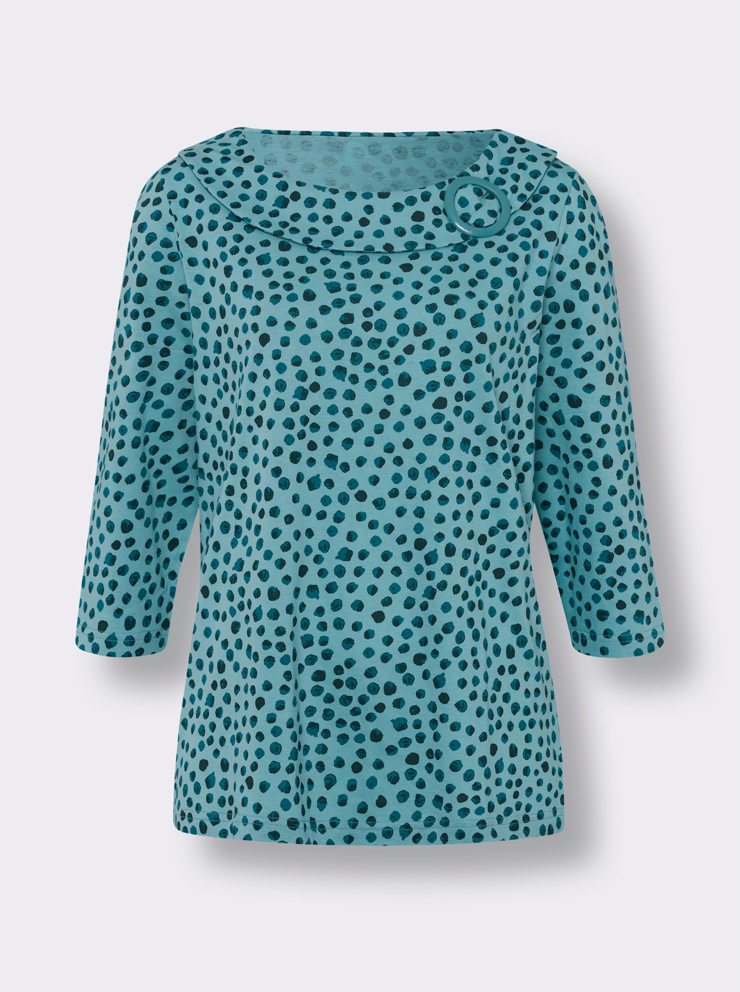34-Arm-Shirt mit Zierspange am Ausschnitt