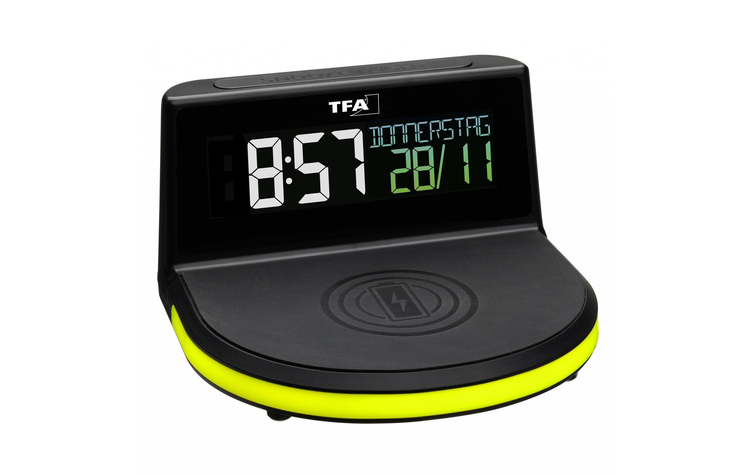 Digitalwecker Charge-it-Wireless SchwarzDigitalwecker mit kabelloser Ladestation
