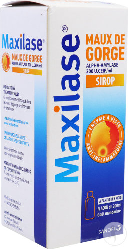 Maxilase Maux De Gorge Sirop 200U CEIP/ml Alpha-Amylase Flacon 200ml