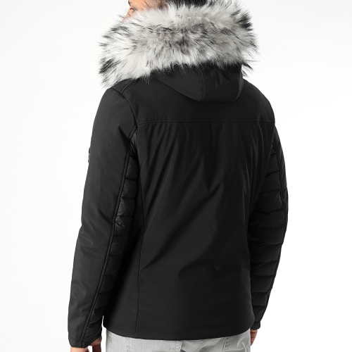 Doudoune Light Puff Avec Fourrure Grise 0056 Noir
