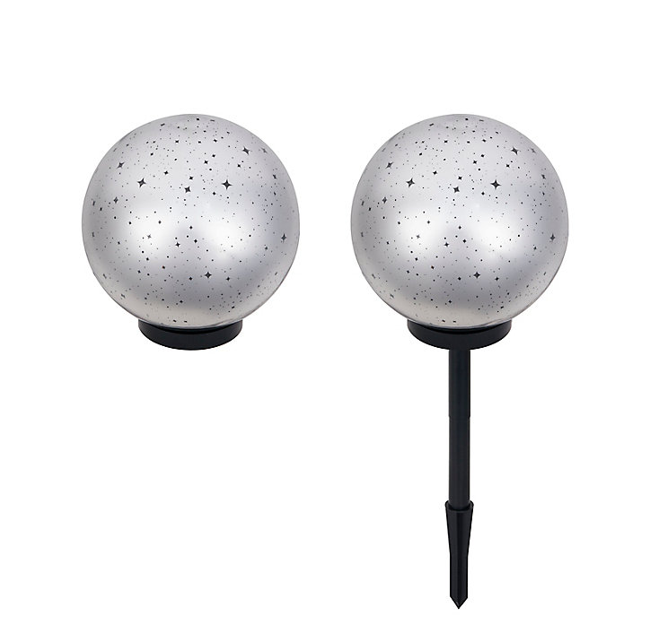 Boule lumineuse a piquer LED intégrée IP44 21.4 x 20 cm argent