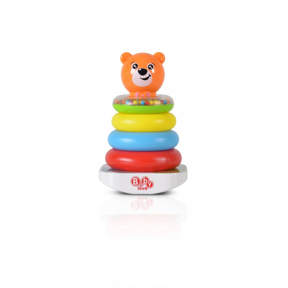 Moni Stapelturm 35785 Bär und Ringe, lustiger Stapelspaß,bunte Stapelpyramide