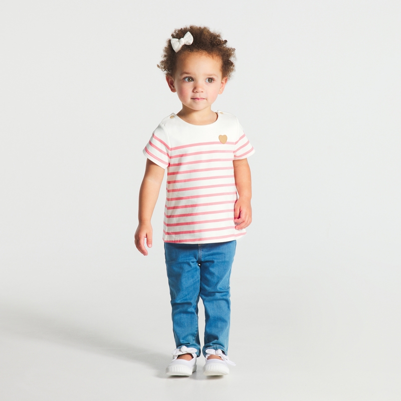 T-shirt marinière rayé rose bébé fille