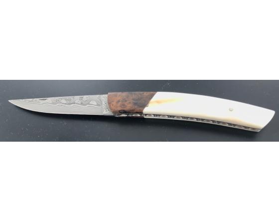 Le Thiers 9 cm - Phacochère / Noyer - Damas Akka Couteau Le Thiers par Locau