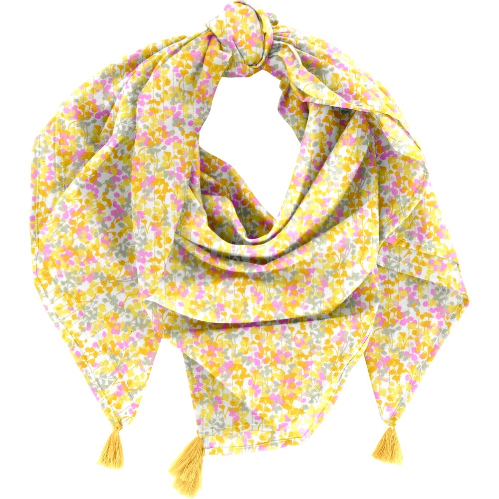 Foulard Pompon Mimosa Jaune Rose