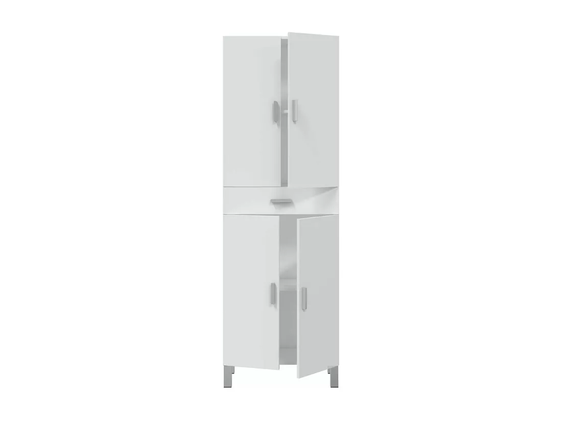 Colonne 4 portes et 1 tiroir blanc brillant L60 cm