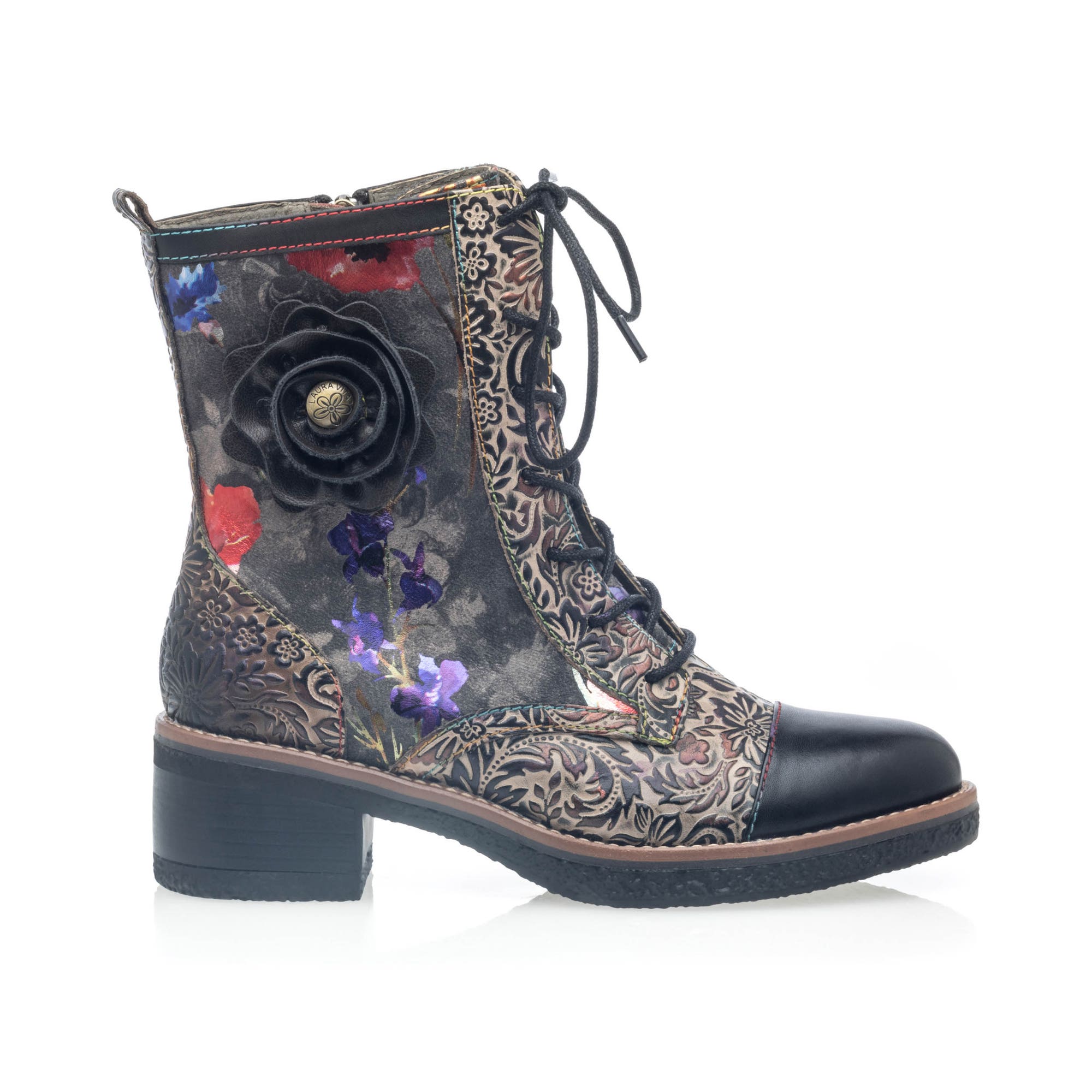 Bottines à lacets à talon Femme noir