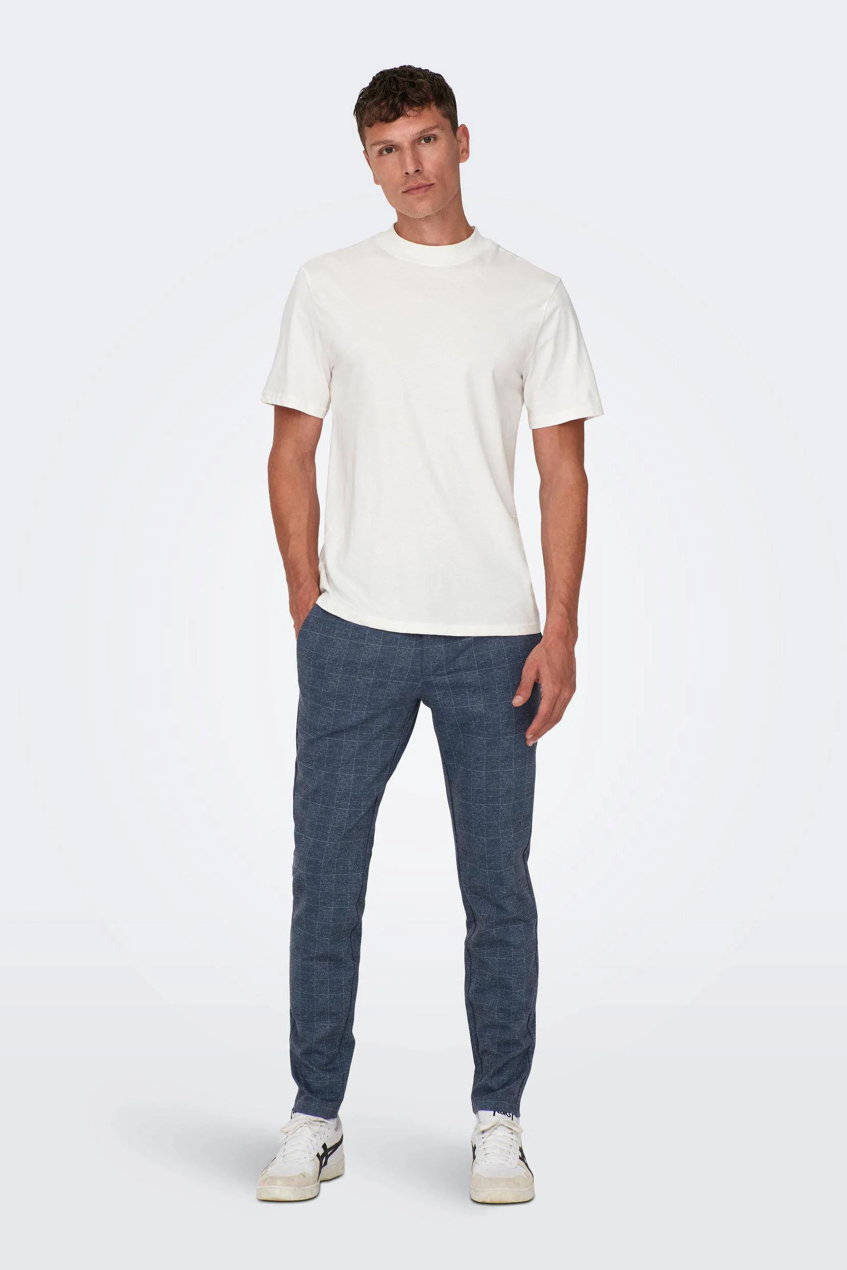 ONLY & SONS geruite regular fit broek ONSMARK blauw