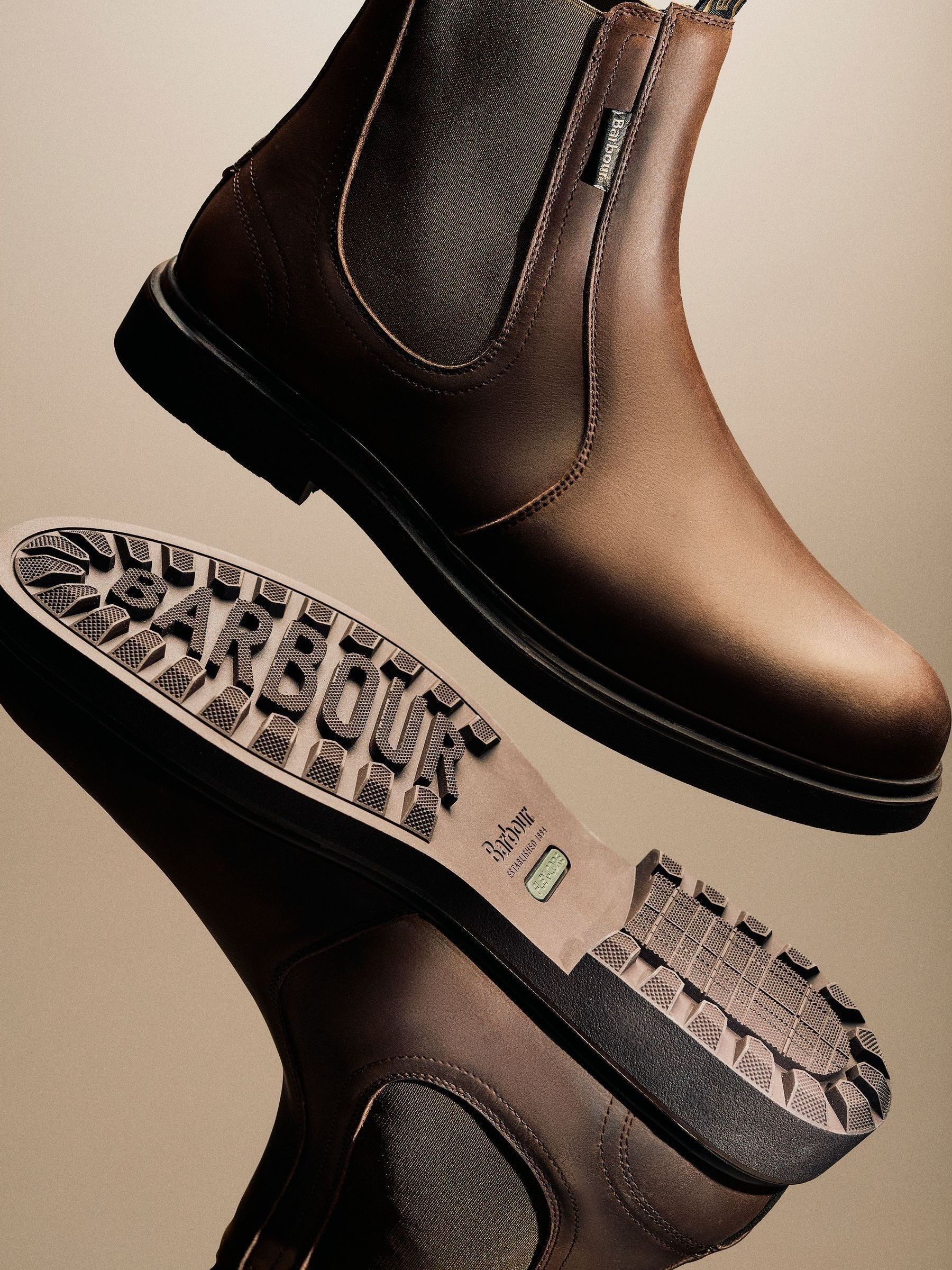 Donkerbruin - Barbour® Hale leren Chelsea laars