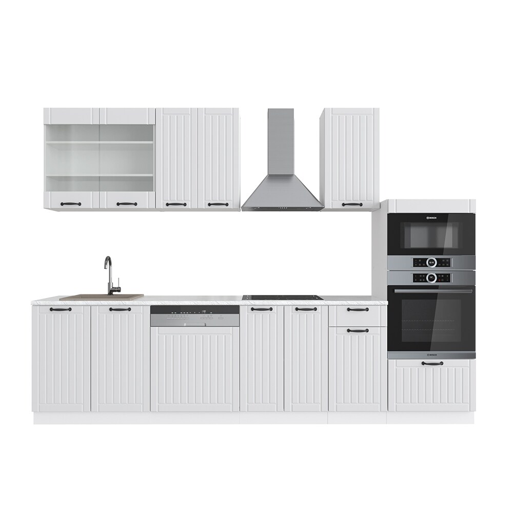 Vicco Küche Fame-Line 240 cm Küchenzeile Landhaus Küchenblock Einbau Weiß