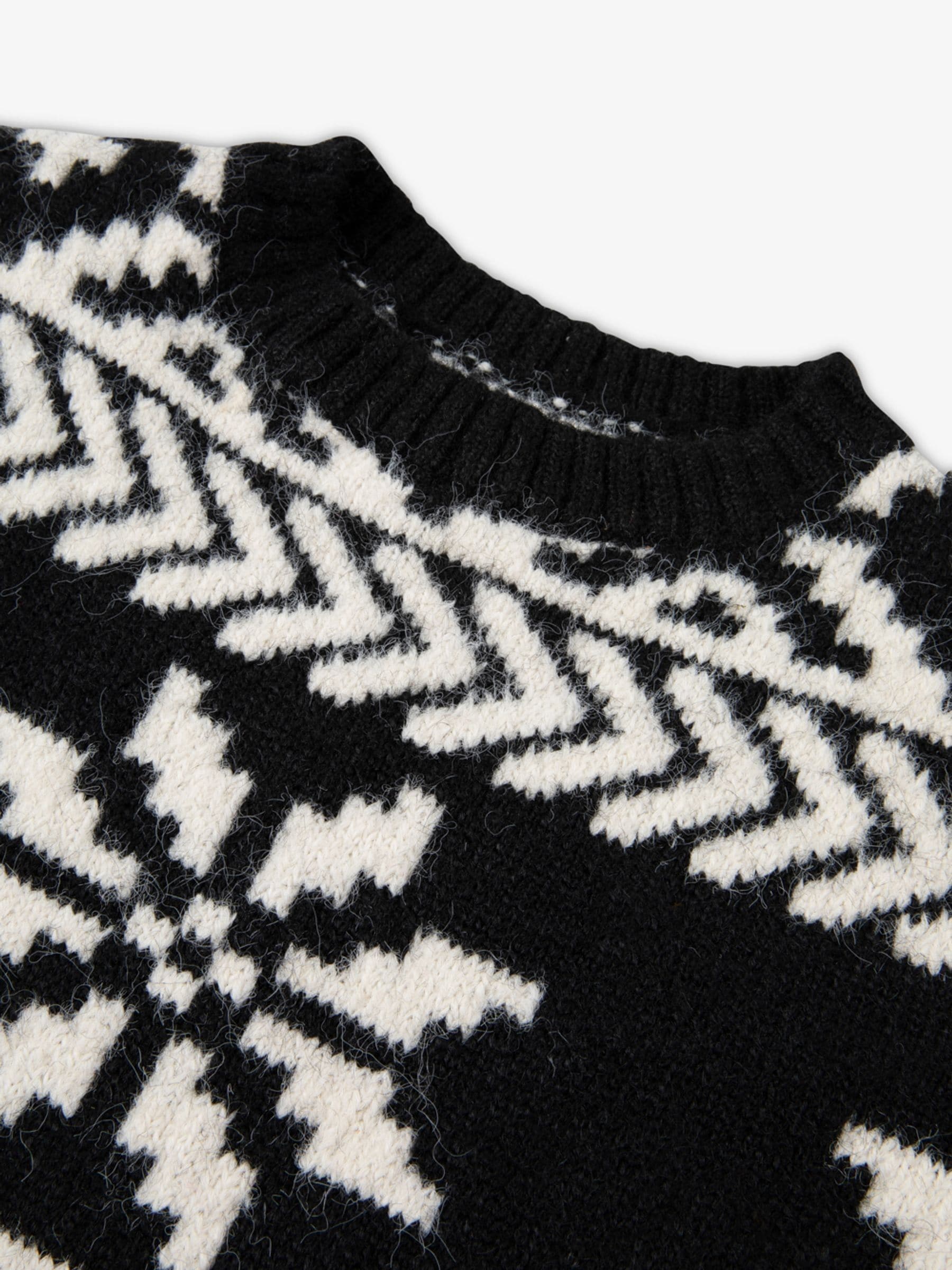 Zwart - The Little Tailor Kinder Chunky Tweekleurige Fairisle Kerstmis Trui