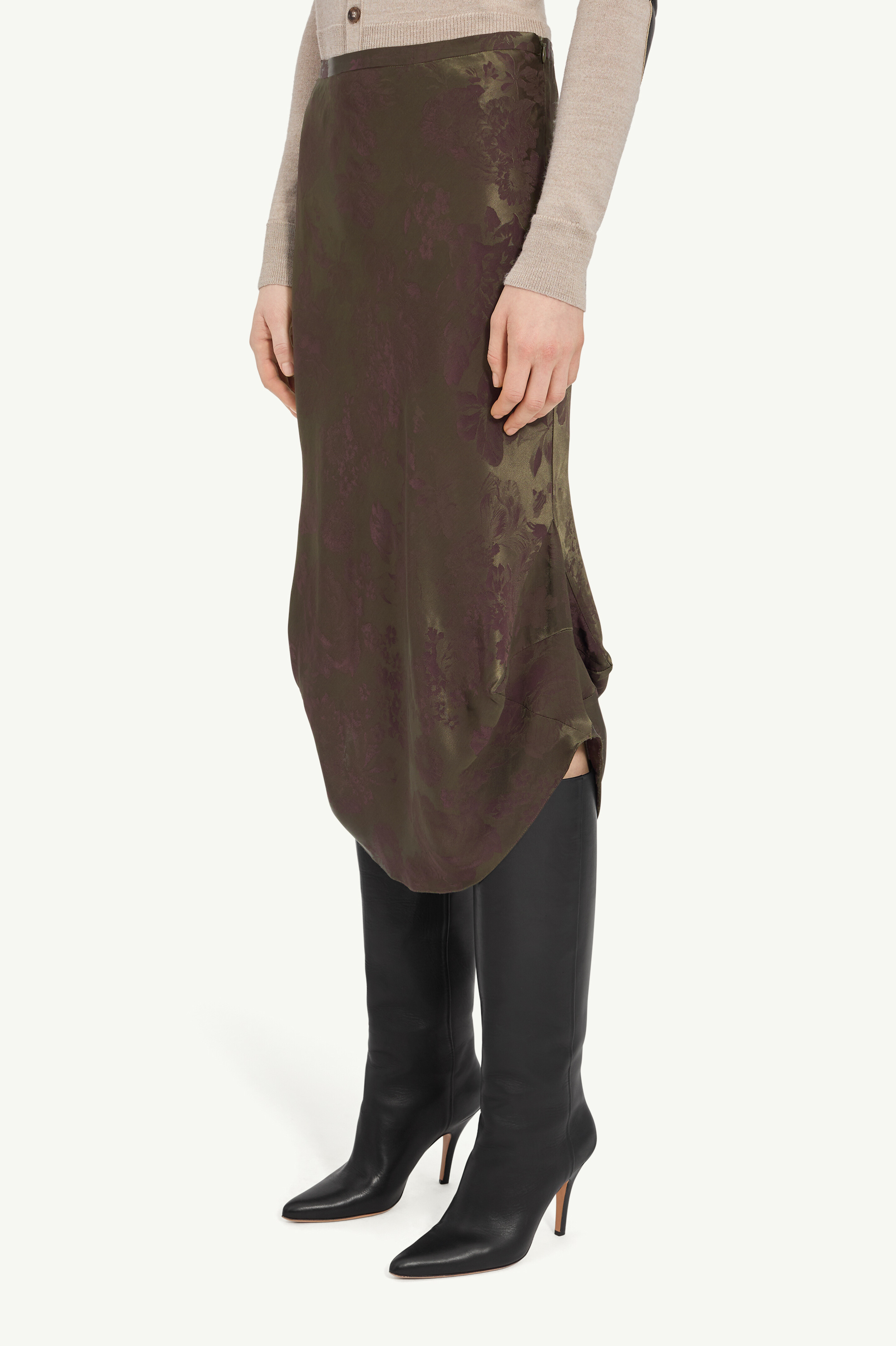 Jupe midi florale en mélange de viscose pour femme | MM6