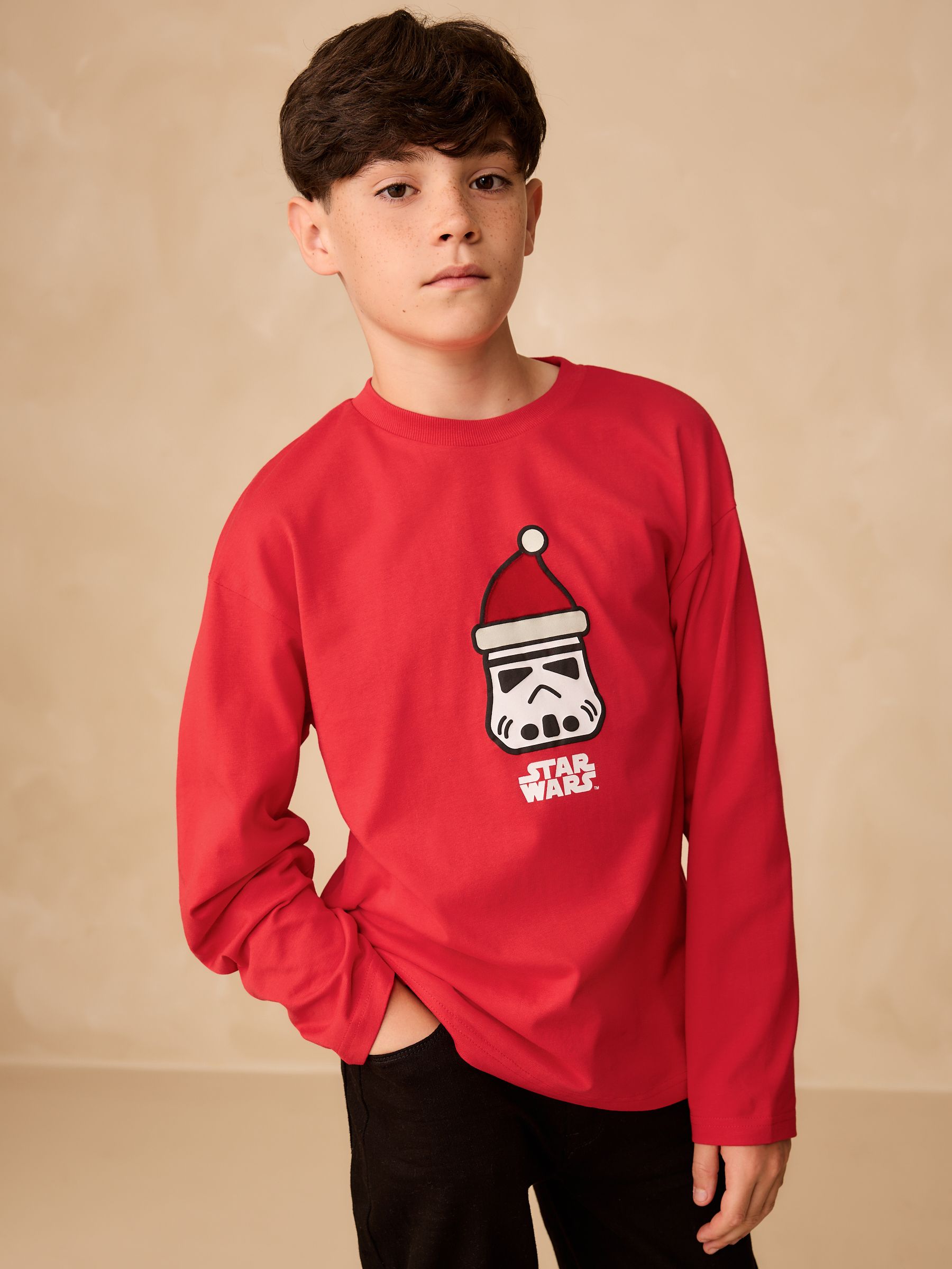 Rood Star Wars™ - Kerst-T-shirt met lange mouwen (3-16jr)