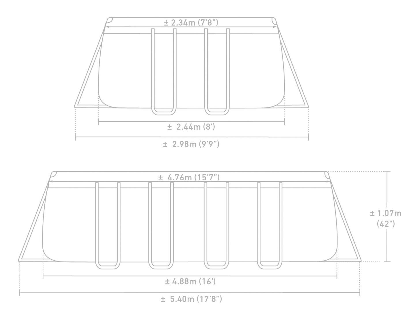 Intex Frame Pool - Zwembad set - Grijs - 107x244x488 cm