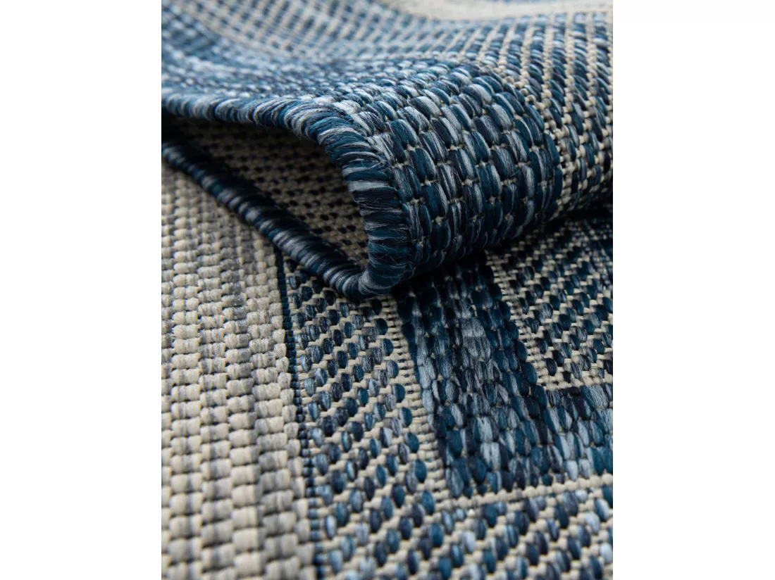 Tapis d'Extérieur - 122x122 - Bleu - Tulum Border