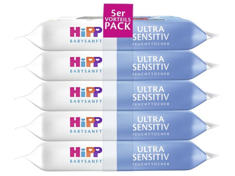 HIPP Feuchttücher Babysanft Ultra sensitiv 5x 48 Stk. 5er Vorteilspack Babysanft Feuchttücher
