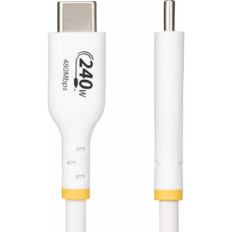 StarTech.com Câble de Charge USB-C de 4m, Charge et Synchronisation, 240W (5A) PD EPR, Câble de Charge USB 2.0 pour Ordinateur Portable, Certifié USB-IF , Gaine TPE - Cordon de Charge USB C Blanc