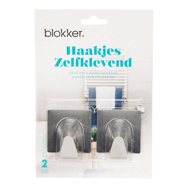 Blokker haakje vierkant groot - RVS