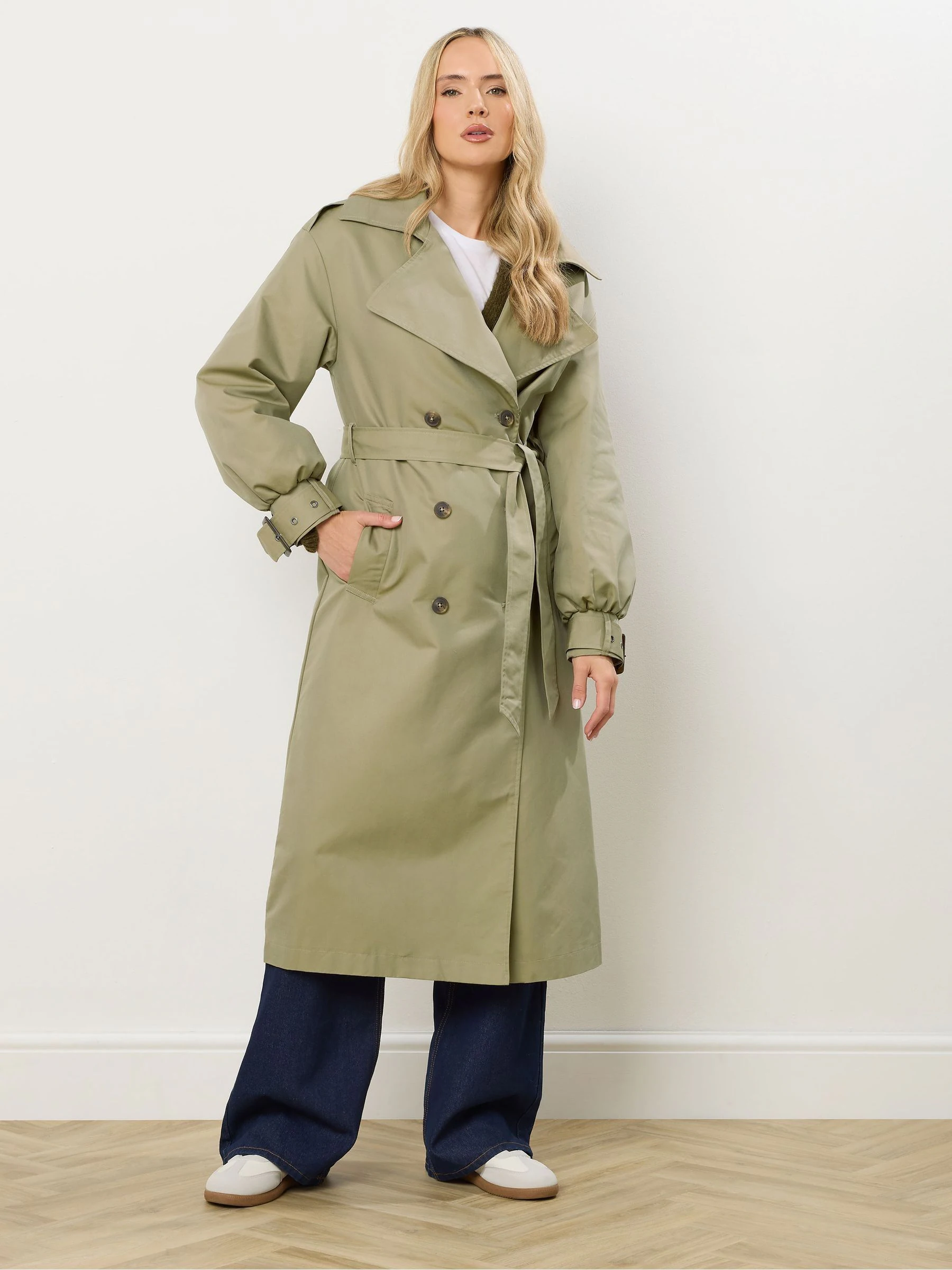 Long Tall Sally Balloon Sleeve Trench Coat