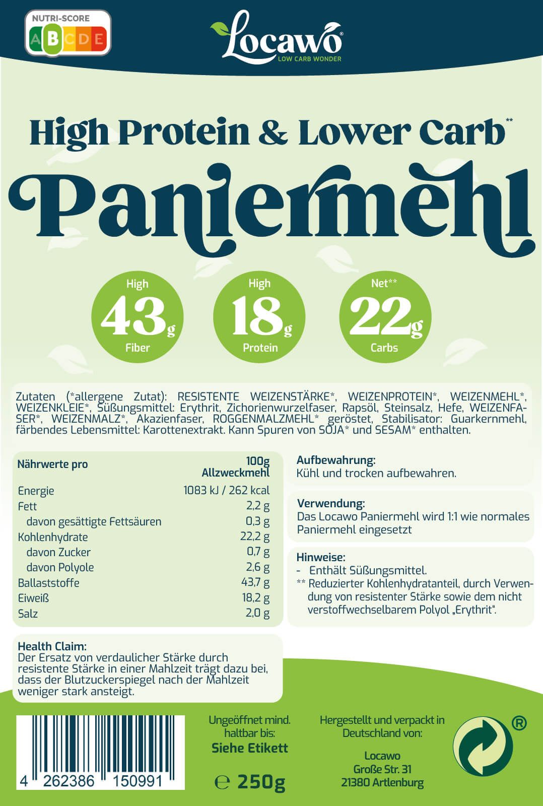 Locawo High Protein & Low Carb Paniermehl