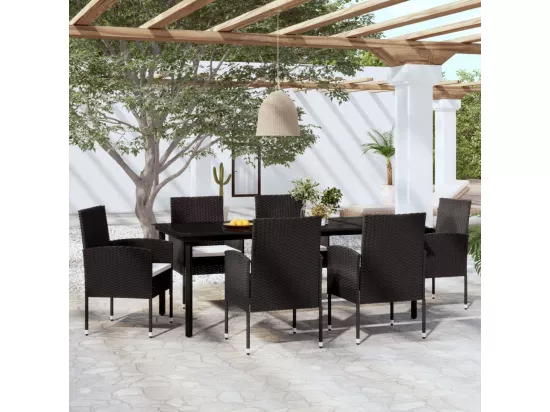 Ensemble à manger de jardin 7 pcs Noir