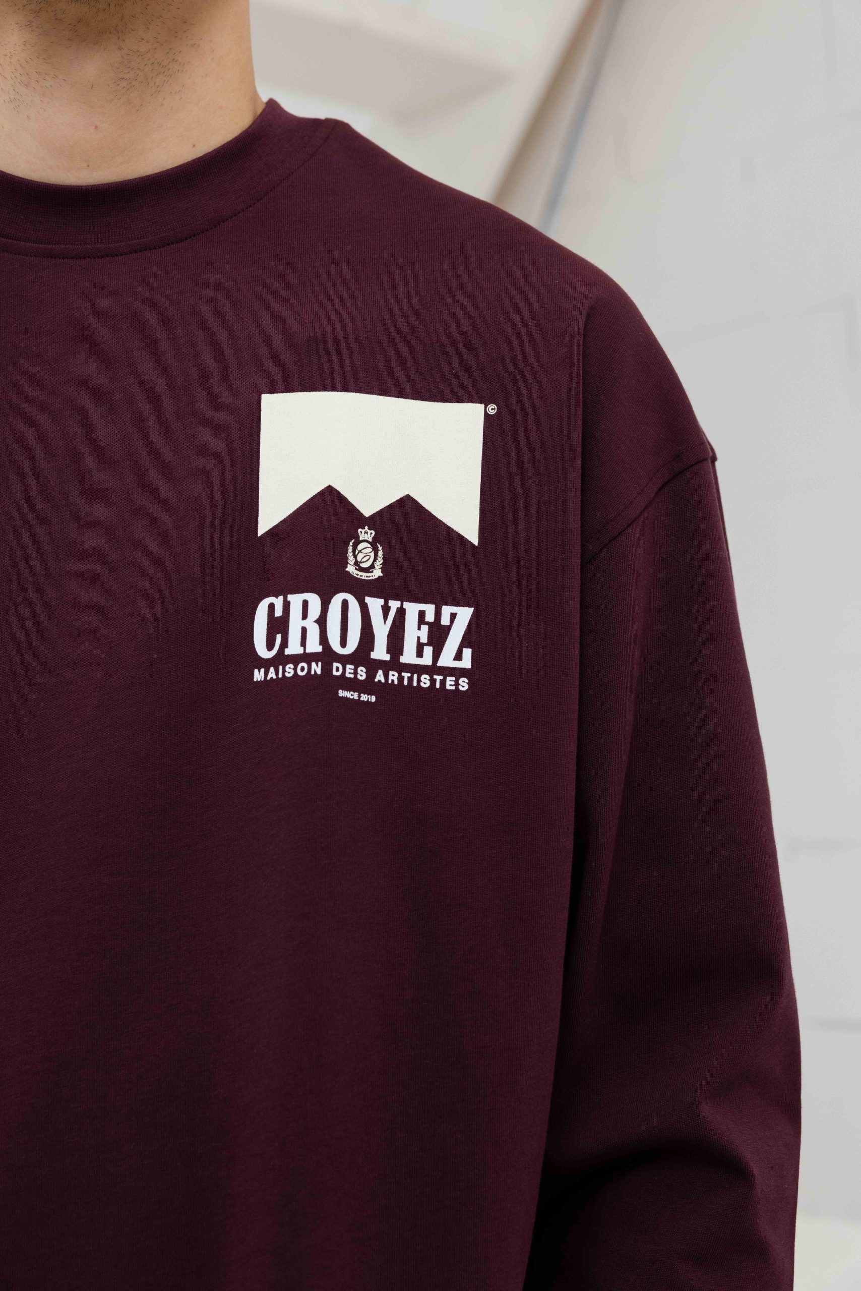 Croyez Maison Fumes Longsleeve T-Shirt Heren Donkerrood