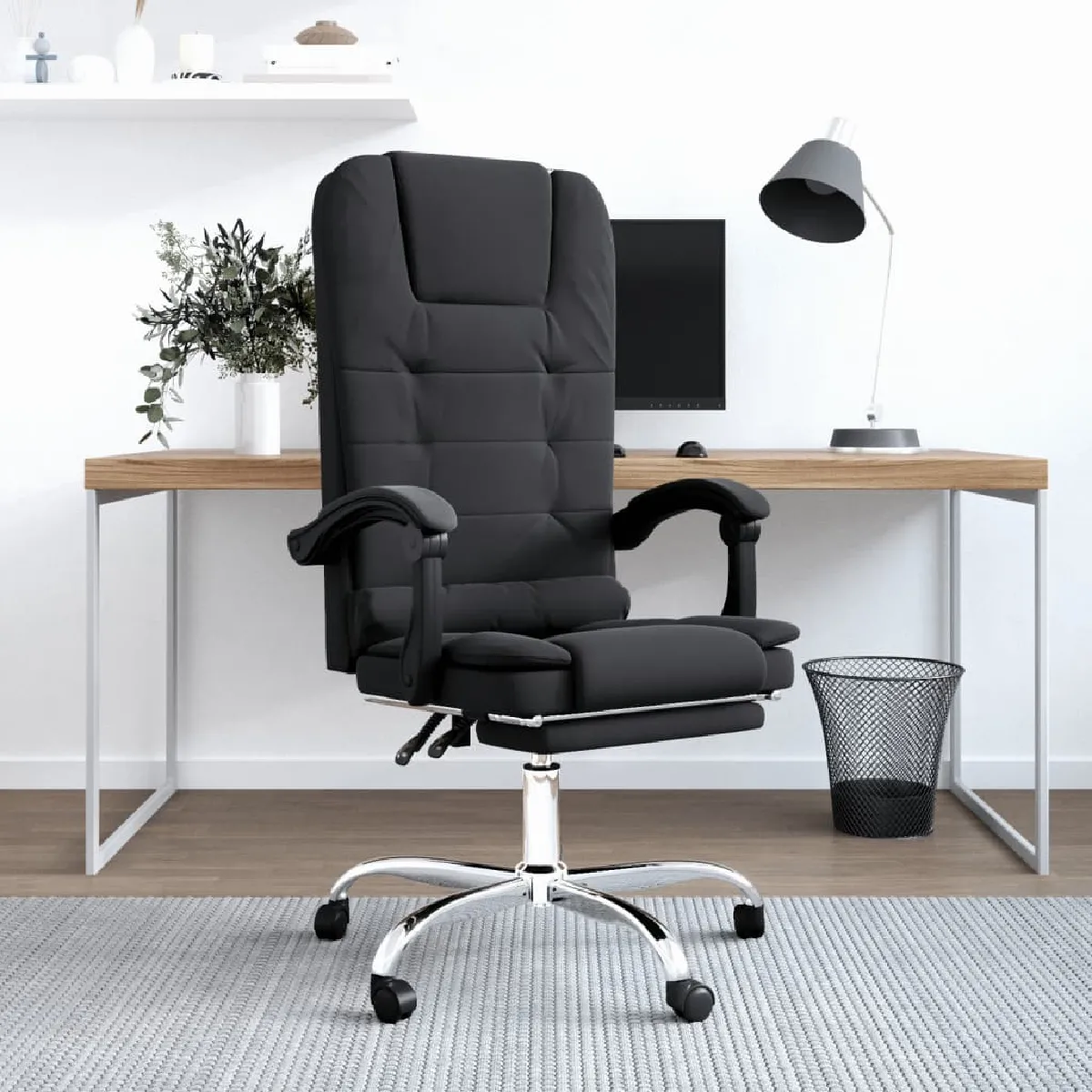 vidaXL Fauteuil de massage Noir Similicuir