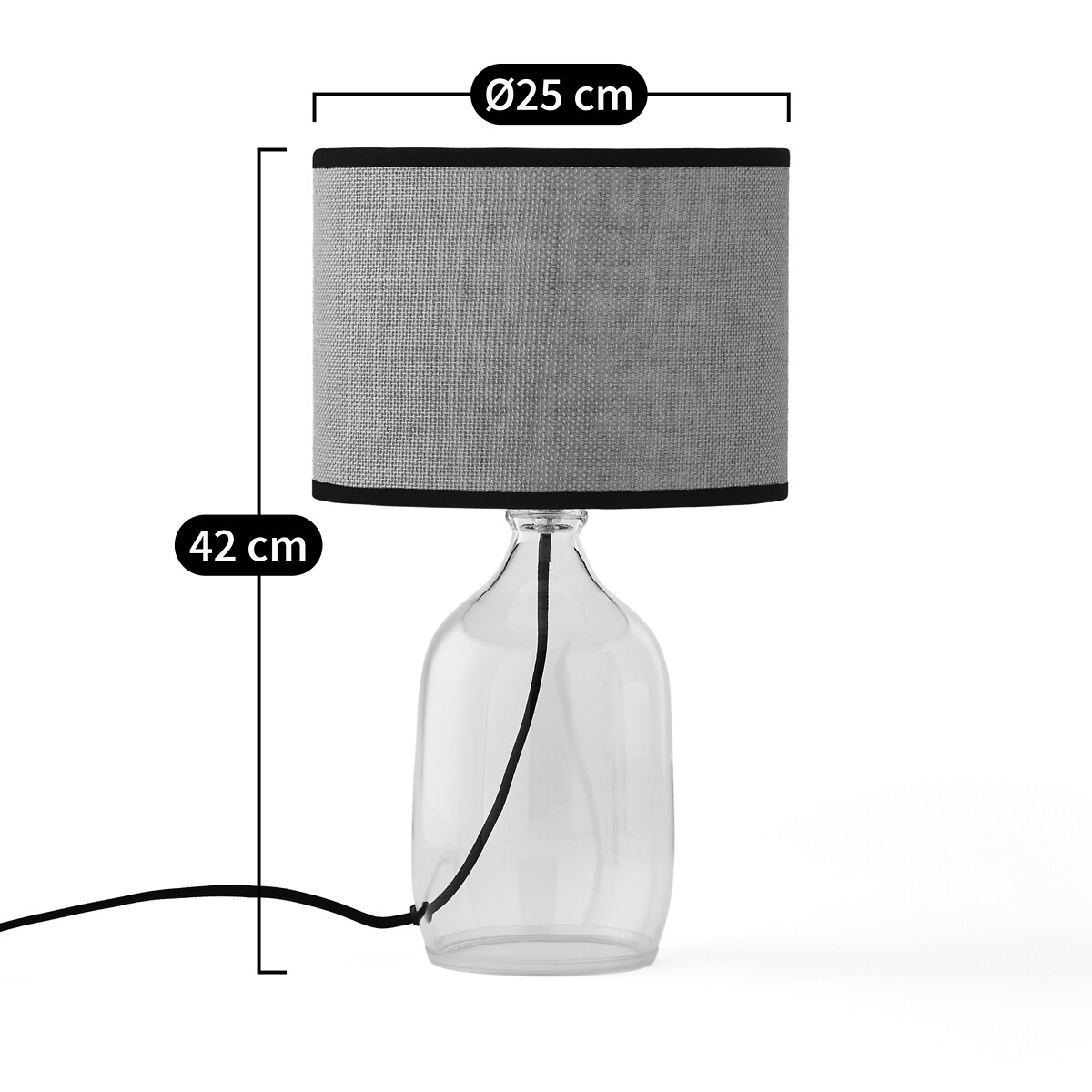 LA REDOUTE INTERIEURS<br>Candeeiro de mesa em vidro e linho, Ania