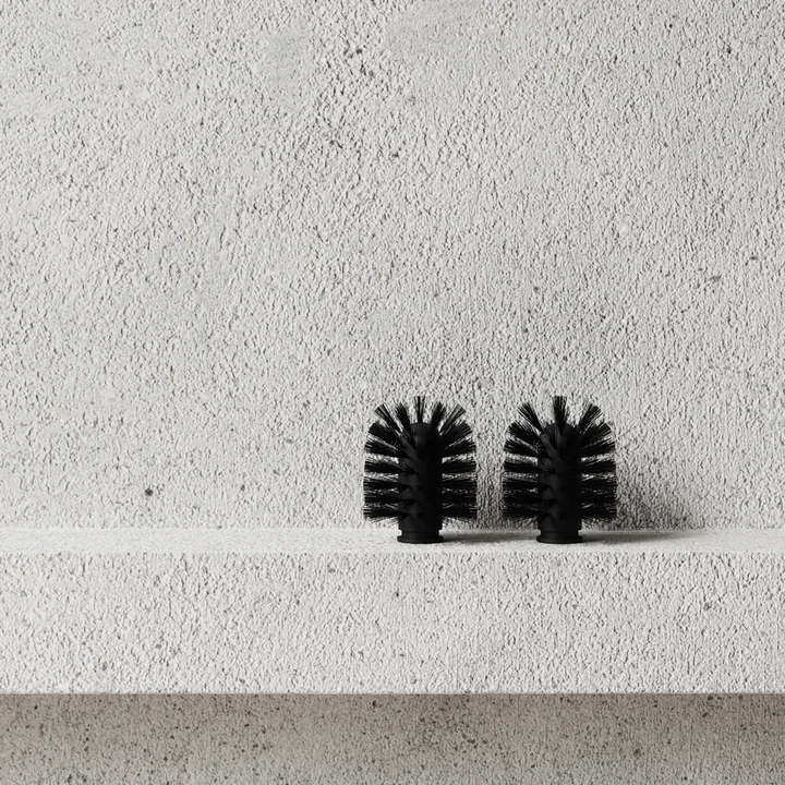 Nichba Design - Ersatz Bürstenkopf für Toilettenbürste mit Wandhalterung, schwarz (2er-Set)