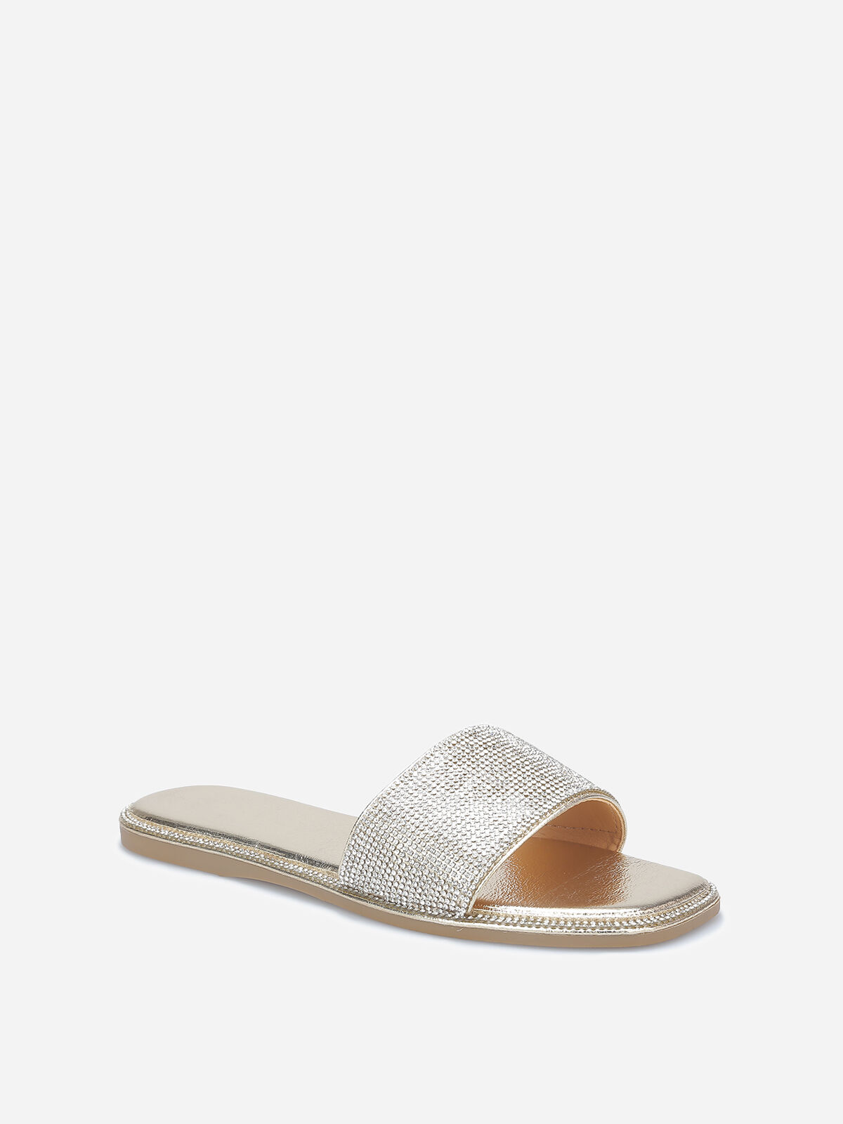 Mules plates à strass- Doré